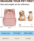 OFY Cat Carrier Puffy Backpack Breathable Small Dog Front Backpack Large Space for Small Dogs, Drawstring & Water-Resisant Pet Bag for Travel Hiking, Lotus Pink Patent Pending