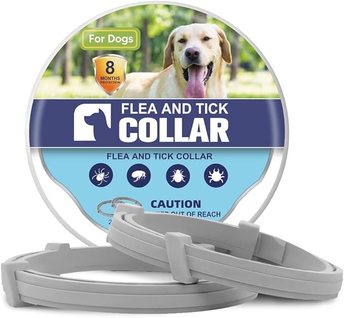 Flea Collar for Dogs, Tick Collar for Larger Dogs, Dog Flea Collars,8 Months Protection,Plant-Based Ingredients,Comfortable Dog Flea Collars – Perfect for Sleep, Play, Walks & Water Fun-2P