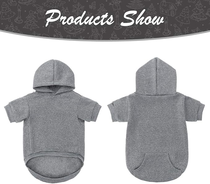 KOOLTAIL Basic Dog Hoodie - Soft and Warm Dog Hoodie Sweater with Leash Hole and Pocket, Dog Winter Coat, Cold Weather Clothes Sweatshirt for Small Medium Large Dogs Puppy Cat Boys Girls Grey S