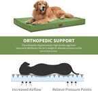 Outdoor Dog Bed for Medium Dogs, Waterproof Dog Bed for Medium Dogs Cats, Orthopedic Egg Crate Foam Pet Bed with Washable and Removable Oxford Cover, Light Green