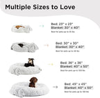 Best Friends by Sheri Bundle Set The Original Calming Shag Donut Cuddler Cat and Dog Bed + Pet Throw Blanket Frost Large 36" x 36"