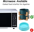 Petygooing Ceramic Dog Cat Bowl Set with Stand,Medium Dog Bowls,Pet Food and Water Dish, Anti -Slip Set of 2 Cat Bowls-Pet Food Bowl- Pet Dish Small Medium Size Pet (28 OZ /3.6 Cups) Green