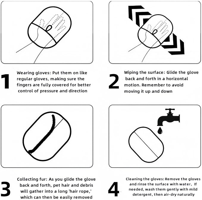 2025 New Pet Hair Removal Glove,pet Hair Remover mitt，for Couch, Furniture, Carpet, Car Seat -Electrostatic Reusable Gloves | Fast Cleaning, for Cat & Dogs (1pcs)