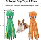 Dog Squeaky Toys Octopus - No Stuffing Crinkle Plush Toys for Puppy Teething, Durable Interactive Chew Toys for Small, Medium and Large Dogs Training and Reduce Boredom, 2 Pack