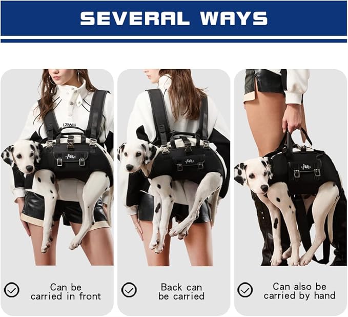 Dog Backpack Carrier - Spine-Friendly for Small to Midium Dogs (8-18 lbs), Horizontal Design Dog Carrier with Adjustable Back Straps,Legs-Out Comfort for Travel/Hiking/Cycling (Black, Size M)