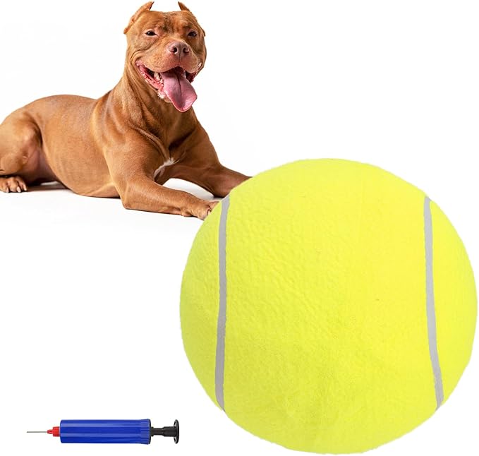 SCENEREAL Large Tennis Ball for Dogs, 9.5" Inflatable Dog Toy Balls for Large Medium Small Dogs Puppies, Funny Interactive Sports Ball for Indoor Outdoor Training Playing