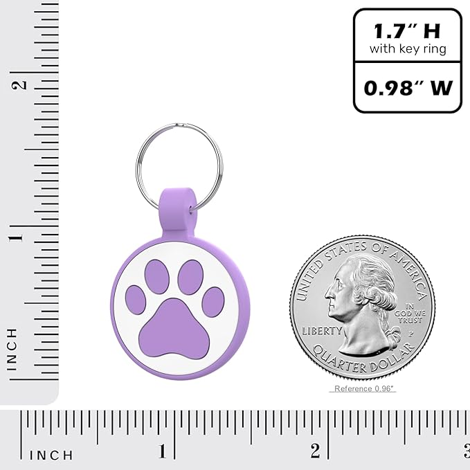 QR Code Tag, Modifiable Online Profile Page, Multiple Emergency Contact, Silent Silicone, Lightweight, No Jinging, Collar Accessories, Personalized Cat Tag (Small Breeds - 1", Purple)