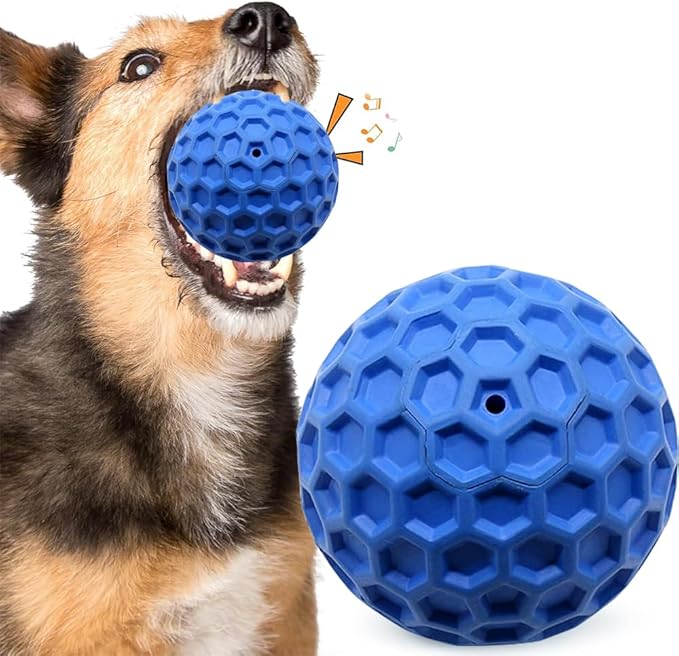 Indestructible Squeaky Dog Ball, Large/Medium Dog Aggressive Chewing,Interactive Dog Toy Relieves Anxiety, Cleans Teeth,Outdoor Waterproof