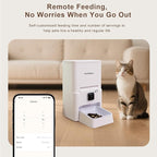 Automatic Pet Feeder, White 6L Cat Food Dispenser, Supports 5G & 2.4G, with 1080P HD Night Vision 142° Camera, APP Remote Control, Customizable Portion Sizes, Low Food & Motion Alerts
