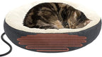 Heated Cat Beds for Indoor Cats, Soft Round Warming Heated Pet Bed for Small Medium Size Cats, Electric Cat Heating Bed for Kittens 19 Inches