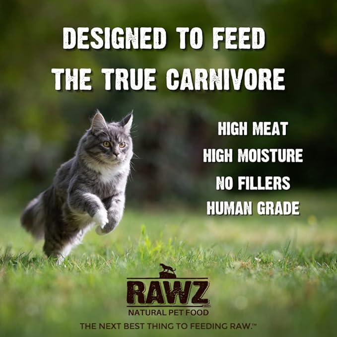 Rawz Natural Premium Shredded Canned Cat Wet Food - Grain Free Made with Real Meat Ingredients No BPA or Gums - 3oz Cans 18 Count (Chicken & Duck)