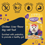 MOOCHIE Soft Wet Dog Food - Superfood Selection - Duck, Salmon & Chicken Liver Flavors - No Artificial Flavors or Preservative -12 x 2.5 oz Pouch