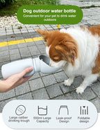 Portable Dog Water Bottle, 19 oz Capacity, Foldable Silicone Design, Leak-Proof Travel Bottle with Drinking Trough