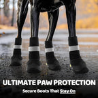 Hcpet Dog Shoes, Dog Boots & Paw Protectors for Winter Snowy Days, Rainy Weather, Outdoor Anti-Slip Sole Dog Booties for Hardwood Floor Black-Leg 4