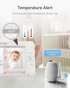 Baby Monitor with Camera and Audio, 7" 720P HD Video Baby Monitor No WiFi, 6000mAh Battery, VOX Mode, Auto Night Vision, Hack Proof, Remote PTZ
