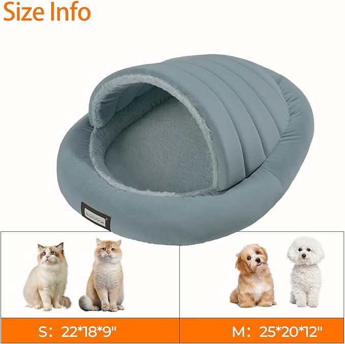 BALANCE 2 in 1 Cat Bed Cave for Kittens and Small Dogs, Cat Tents for Indoor Cats, Covered Cat Beds with Removable Cushion, Calming Cat Nest, Cat Hideaway, Washable Cat House with Non-Slip Bottom