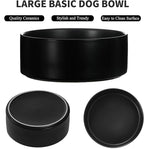 8'' Ceramic Raised Dog Bowl - 70Oz Dog Food & Water Bowl with Elevated Non-Slip Bamboo Stand, Dishwasher & Microwave Safe, Anti Vomiting Heavy Duty Pet Bowl for Medium and Large Dogs, Black