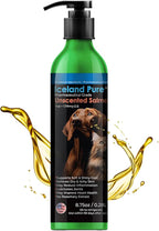 Salmon Oil | Unscented Pharmaceutical Grade | 1118mg of Omega-3 per teaspoon | Liquid Food Supplement For Dogs and Cats | BPA-Free Brushed Aluminum Epoxy coated Bottle with Pump 8.75oz