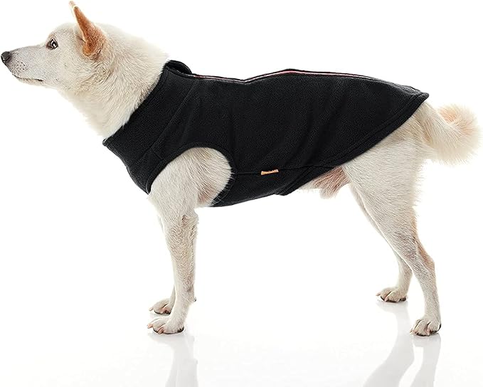 Gooby Zip Up Fleece Dog Sweater - Black, 2X-Large - Warm Pullover Fleece Step-in Dog Jacket with Dual D Ring Leash for Small to Medium Dogs