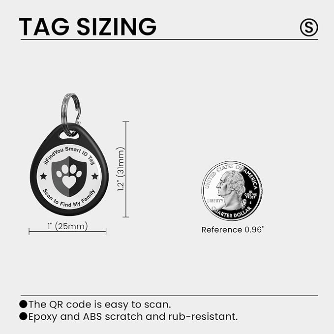 Cat Tags Personalized Small, QR Code Cat Name Tags for Kitten Collar, Scan Location Alerts, Black S