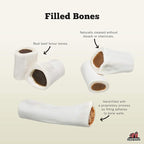 Redbarn Filled Dog Bones Peanut Butter, Cheese N' Bacon, Beef, Natural Long-Lasting Dental Treats; Suitable for Aggressive Chewers. Peanut Butter, Large 6" - 15 Bones