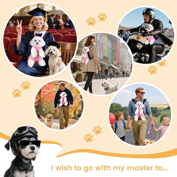 Inspack Dog Cat Backpack Carrier, Dog Carrier Adjustable for Small Medium Dogs, Pet Dog Front Chest Carriers Backpacks, Puppy Carrier Sling Backpack, Holder Papoose for Cat Body, L, Pink, 1PK