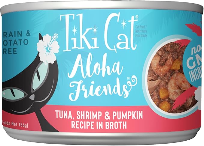 Tiki Cat Aloha Friends, Tuna, Shrimp & Pumpkin, Grain-Free & High Moisture, Wet Cat Food for All Life Stages 5.5 oz. Cans (Pack of 8)