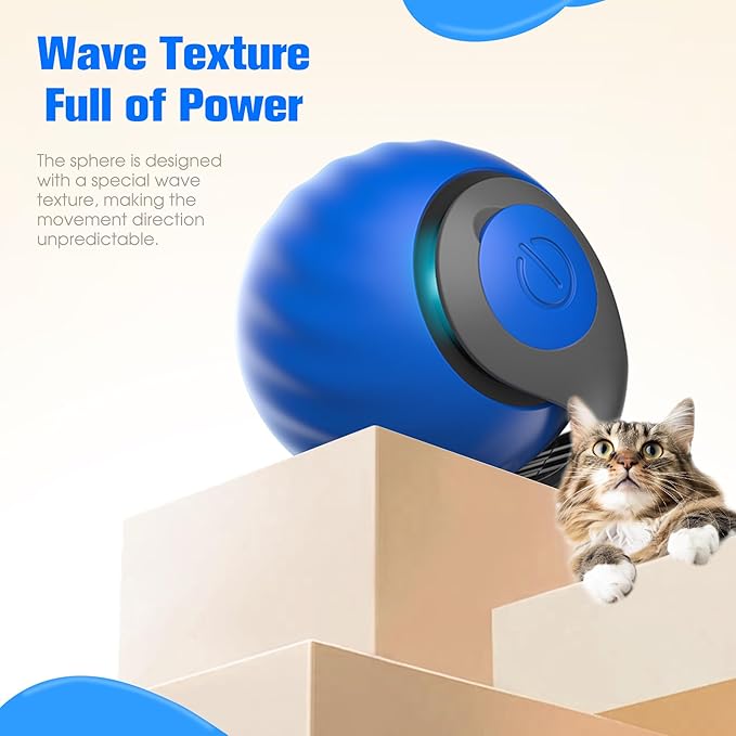 2025 New Upgrade Speedy Tail Cat Toy, Smart Interactive Pet Toys Comes with 4 Tails, Reinforced Version of The Cat Toys Balls, Two Speed Adjustment (Blue)