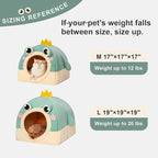 Jiupety Cat Beds for Indoor Cats, Cute Cat House for Cats and Puppy, Cute Cat Cave Bed with Removable Cushion, Large Cat Bed Cat Hideaway, 2-in-1 Cat Tent, L(19" × 19" × 19"), Green.