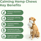 Calming Hemp Chews for Dogs - Relieve Anxiety & Stress - Organic Hemp, Chamomile, Protein Powder, Valerian Root - Natural Calming Aid - Vet Formulated, USA Made - Duck Flavor - 120 Count