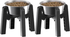 CZPET Dog Bowl Stand, 51 oz Large Capacity Raised Elevated Dog Food/Water Stainless Steel Feeder, Size Adjustable & Anti-Slip Stand for Medium Dogs (2 Pack)