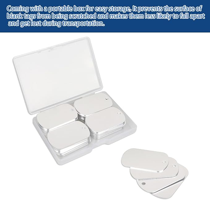 Fesorsi 50 Pcs Aluminum Tags for Engraving,Rectangle Stamping Blanks Tags,Sliver Military Dog Tags,Anodized Blank Metal Tags,Personalized Pet Dog ID Tags Blank with Hole DIY Pendants Decorative Craft