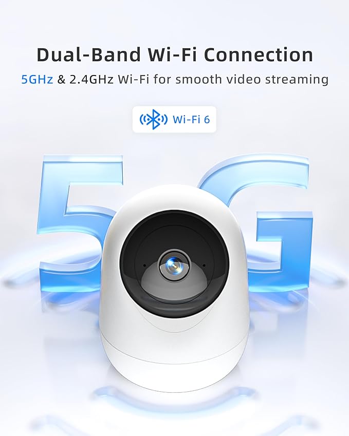 Indoor Camera 5G WiFi Pan Tilt 2.5K 4MP Support up to 256GB SD Card (Not Included) Plug-in Pet Camera with Speaker for Dog/Cat Baby Monitor with Phone App, Motion Tracking, Compatible with Alexa