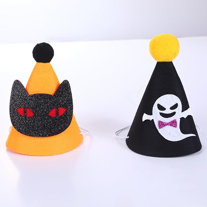 10 Pcs Halloween Dogs Hats Cute Ghost Halloween Cats Party Pet Pumpkin Set Puppies Kittens Grooming Accessories Costumes.