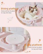 Taoqimiao Cat Tree, 71-Inch Cat Tree Cat Tower for Indoor Cats, Plush Multi-Level Cat Condo with 10 Scratching Posts, 2 Perches,Basket, 2 Caves,Hammock, 2 Pompoms,MS020P Jelly Pink