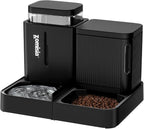 Gravity Cat Feeder and Water Dispenser, 2 in 1 Cat Self Feeder with 180 Degree Rotatable, 2 Pack Automatic Feeding Large Capacity for Small Medium Dog Puppy Kitten, Black, 0.8 Gallon x 2