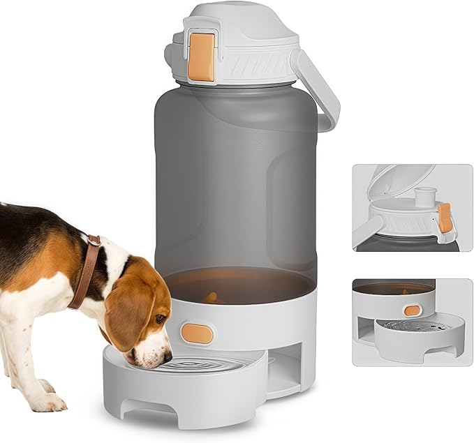 52oz Dog Water Bottle Portable - Travel Dog Water Bowl - Camping, Walking (White)