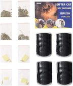 IMISNO Cat Self Groomer Toy Wall Corner Massage Comb Perfect Massager Brush with Catnip (4 PCS Black)