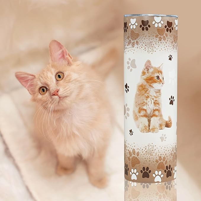Cat Tumbler, Funny Cat Gifts for Cat Lovers, Cat Travel Mug/Coffee Mugs/Water Bottle, Cat Lover Gifts for Women, Cute Cat Stuff/Decor for Cat Lovers, Cat Themed Gifts for Women, Girls - Cat Cup 20 Oz