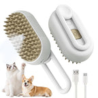 4 in 1 Cat Steam Brush for Shedding Dog Brush with Steam Pet Hair Cleaning Brush Comb for Cat Spray Pet Grooming Soft Silicone Brush for Long & Short Haired Pets (White)