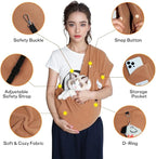 Dog Sling Carrier - Dog Sling for Small Dogs up to 10 lbs, Dog Carrier Sling with Adjustable Safety Strap & Buckle,Portable Dog Slings for Travel, Hands Free Cat Sling (Khaki)