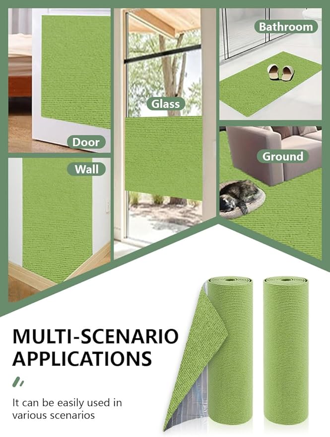 Cat Scratch Couch Furniture Protector, Adhesive Cat Scratch Pad Deterrent for Furniture, DIY Climbing Cat Scratcher Couch Protector from Cat Claws Scratching for Indoor(Green, 39.3x15.8Inch)