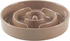 9.5inch Ceramic Slow Feeder Dog Bowl for Large Dog, Puzzle Dish, Anti-Gulping, Pet Slow Feeder, Stop Bloat, Preventing Choking (Single Bowl-Brown Coffee)