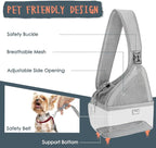 SlowTon Pet Dog Sling Carrier, Hands Free Hard Bottom Papoose Small Animal Puppy Up to 6 lbs Travel Bag Tote Breathable Mesh Support Adjustable Padded Strap Pocket Safety Belt(Widened Grey)