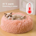 Cat Beds for Indoor Cats, Dog Bed, Cat Bed, Machine Washable, Fluffy Round Pet Bed Non-Slip, Autumn and Winter Warmth, Cuddler Cushion Self Warming (Gradient Brown, 30 inch)