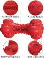 SCHITEC Squeaky Dog Chew Toy for Aggressive Chewers Large Breed, Tough Interactive Teething Rubber Bone for Big Medium Dogs