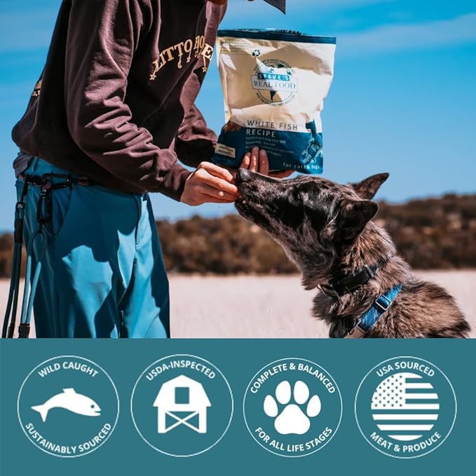 Steve's Real Food Freeze-Dried Raw Nuggets - White Fish Recipe - Raw Pet Food for Dogs and Cats - 20 oz