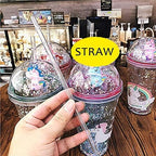Unicorn Cup with Straw Travel Tumbler Party Cup Reusable Plastic Drinking Water Bottle Women Ice Coffee (purple unicorn, 6.5 * 20cm)