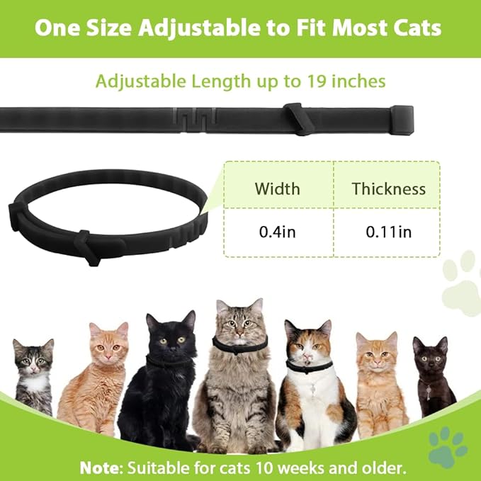 4 Pack Flea and Tick Collar for Cats, Natural Plant Oil Formula Cat Flea Collar Provides 32-Month Protection for Flea Tick Prevention, Waterproof & Adjustable Cat Flea Treatment for Most Cats
