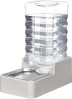 RIZZARI Stainless Steel Pet Water Feeder: 9L Automatic Leak-Proof Gravity Dispenser for Cats Dogs Indoor Outdoor Use（Beige with Filter,9L）